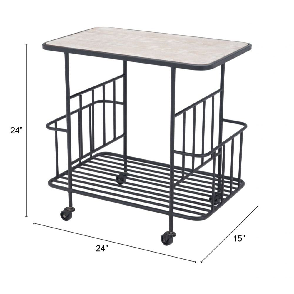 CART ZUO ARGUS 101480 | Home Bar Cart | Black | Ash Veneer MDF | Powder Coated Steel | Inside | Home Bar Accessory Storeage Drink Holder Snacks Modern Table Shelve Shelves