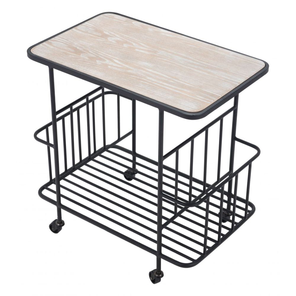 CART ZUO ARGUS 101480 | Home Bar Cart | Black | Ash Veneer MDF | Powder Coated Steel | Inside | Home Bar Accessory Storeage Drink Holder Snacks Modern Table Shelve Shelves