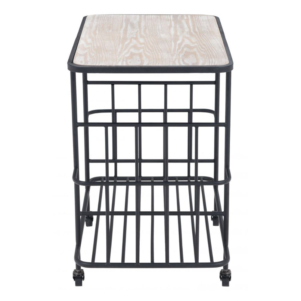 CART ZUO ARGUS 101480 | Home Bar Cart | Black | Ash Veneer MDF | Powder Coated Steel | Inside | Home Bar Accessory Storeage Drink Holder Snacks Modern Table Shelve Shelves