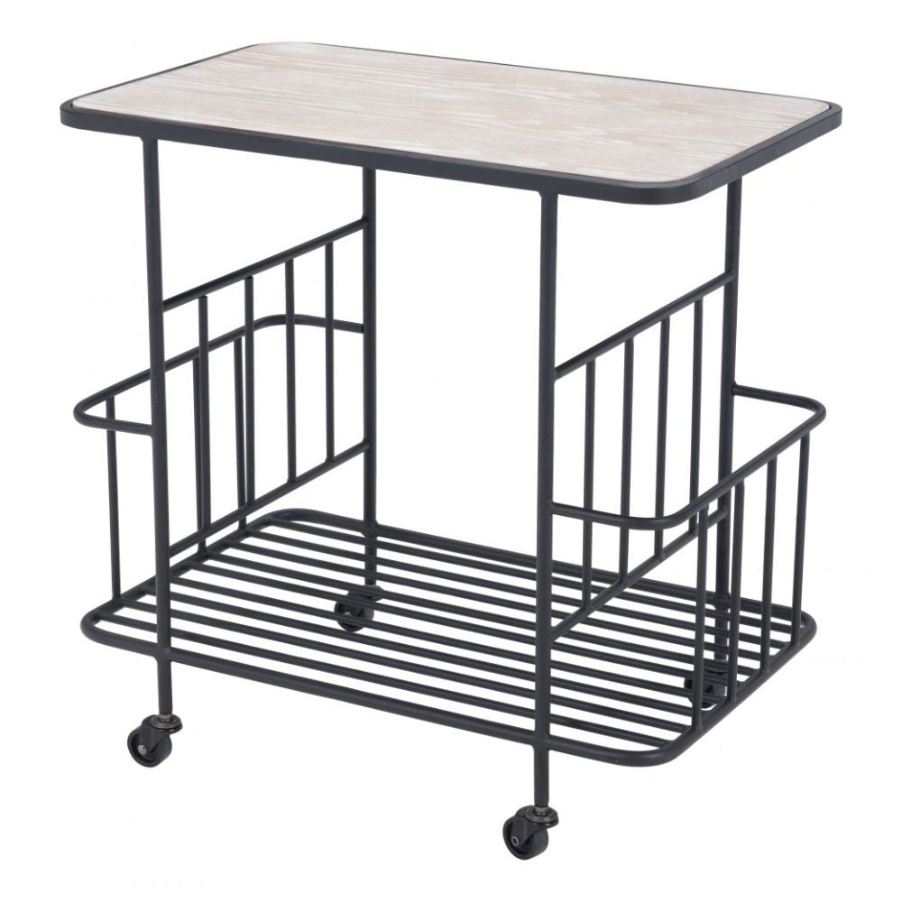 CART ZUO ARGUS 101480 | Home Bar Cart | Black | Ash Veneer MDF | Powder Coated Steel | Inside | Home Bar Accessory Storeage Drink Holder Snacks Modern Table Shelve Shelves