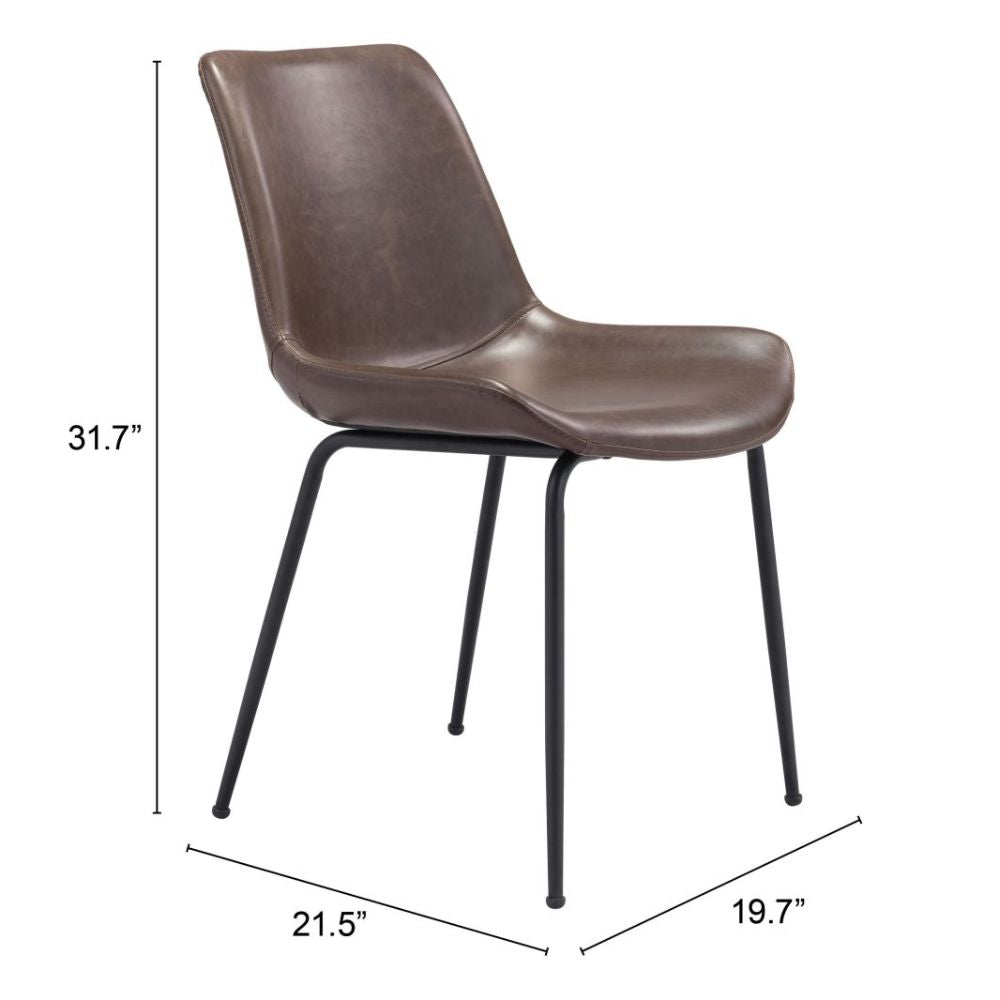 CHAIR BYRON ZUO 101777 | Dining Chair | Brown Black | 100%Polyurethane | Faux Leathert | Inside | Bar Restaurant Cafetería Food Court Bar Breakfast Kitchen Bistro Office Space