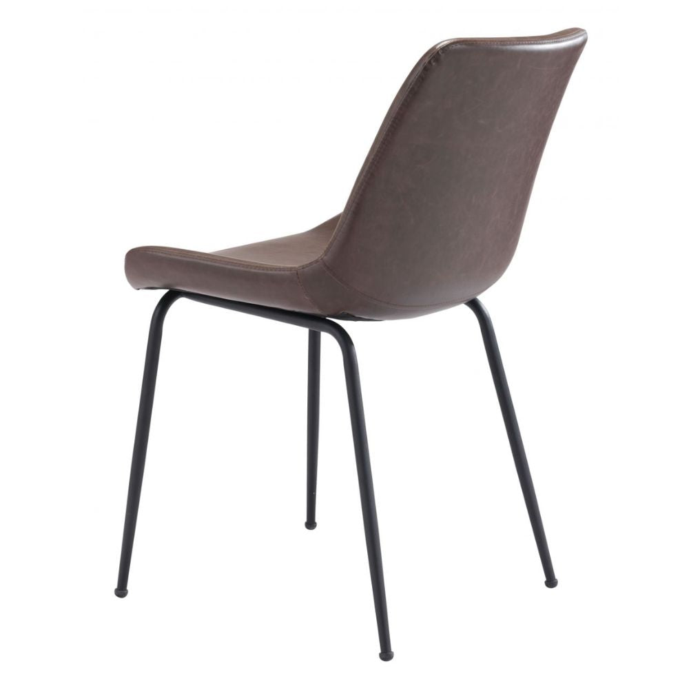 CHAIR BYRON ZUO 101777 | Dining Chair | Brown Black | 100%Polyurethane | Faux Leathert | Inside | Bar Restaurant Cafetería Food Court Bar Breakfast Kitchen Bistro Office Space