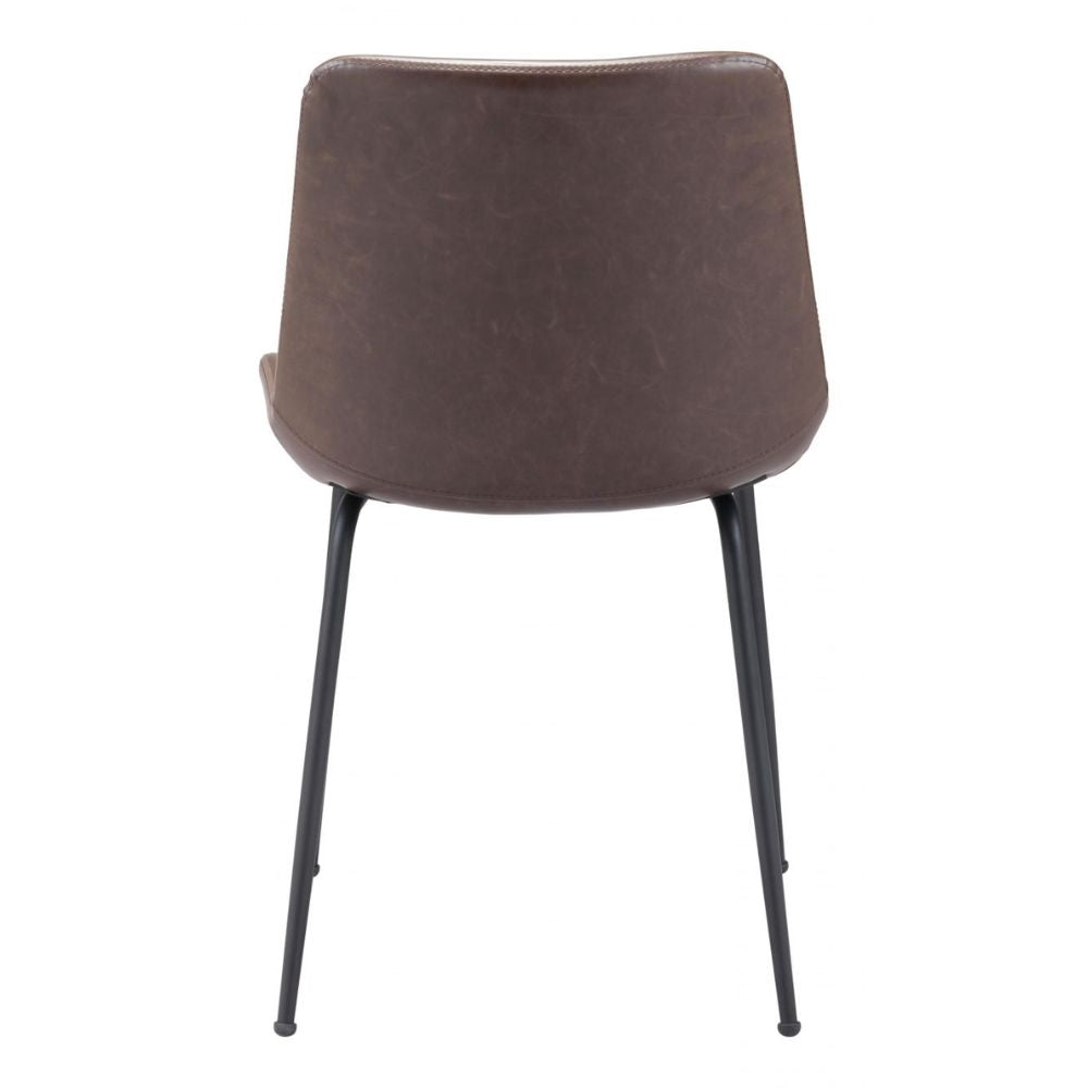 CHAIR BYRON ZUO 101777 | Dining Chair | Brown Black | 100%Polyurethane | Faux Leathert | Inside | Bar Restaurant Cafetería Food Court Bar Breakfast Kitchen Bistro Office Space