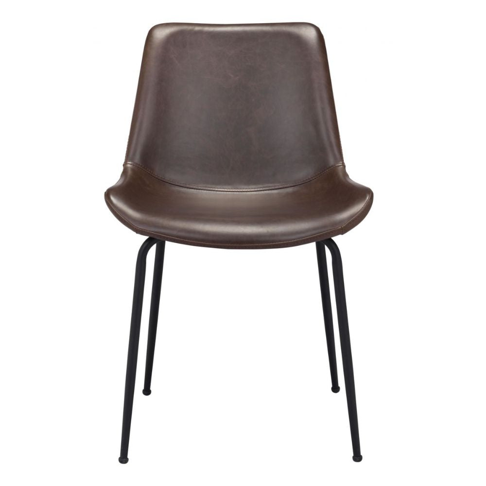 CHAIR BYRON ZUO 101777 | Dining Chair | Brown Black | 100%Polyurethane | Faux Leathert | Inside | Bar Restaurant Cafetería Food Court Bar Breakfast Kitchen Bistro Office Space