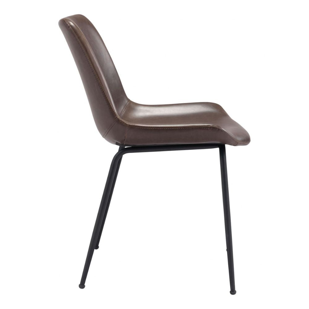 CHAIR BYRON ZUO 101777 | Dining Chair | Brown Black | 100%Polyurethane | Faux Leathert | Inside | Bar Restaurant Cafetería Food Court Bar Breakfast Kitchen Bistro Office Space