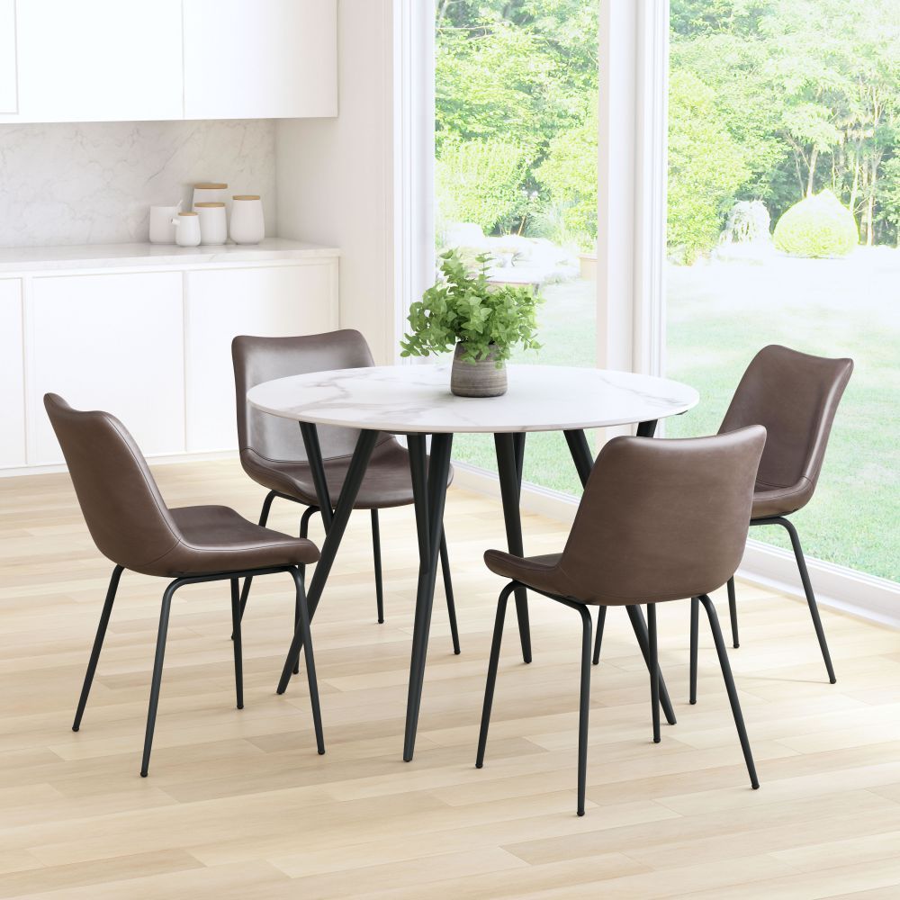CHAIR BYRON ZUO 101777 | Dining Chair | Brown Black | 100%Polyurethane | Faux Leathert | Inside | Bar Restaurant Cafetería Food Court Bar Breakfast Kitchen Bistro Office Space Set