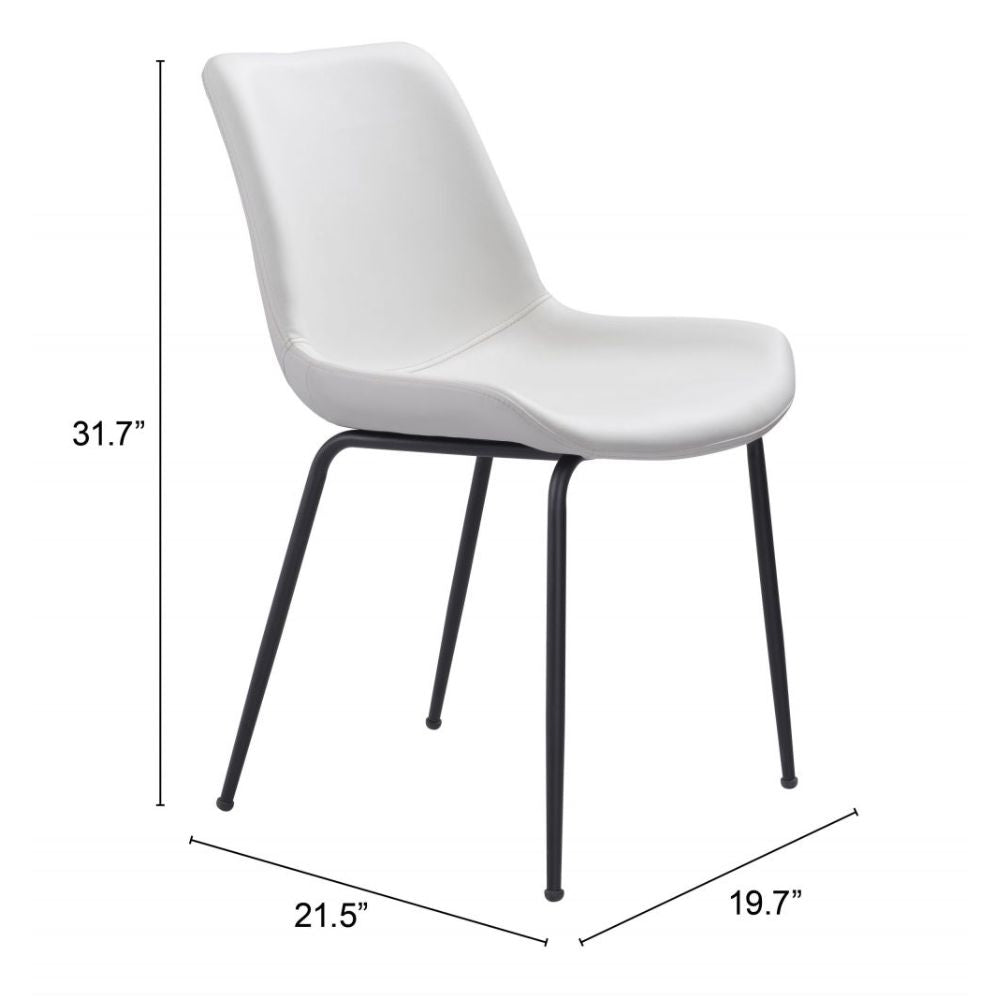 CHAIR BYRON ZUO 101779 | Dining Chair | White Black | 100%Polyurethane | Faux Leathert | Inside | Bar Restaurant Cafetería Food Court Bar Breakfast Kitchen Bistro Office Space