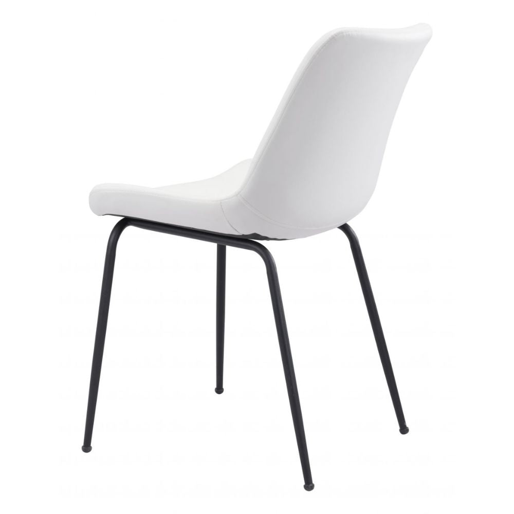 CHAIR BYRON ZUO 101779 | Dining Chair | White Black | 100%Polyurethane | Faux Leathert | Inside | Bar Restaurant Cafetería Food Court Bar Breakfast Kitchen Bistro Office Space