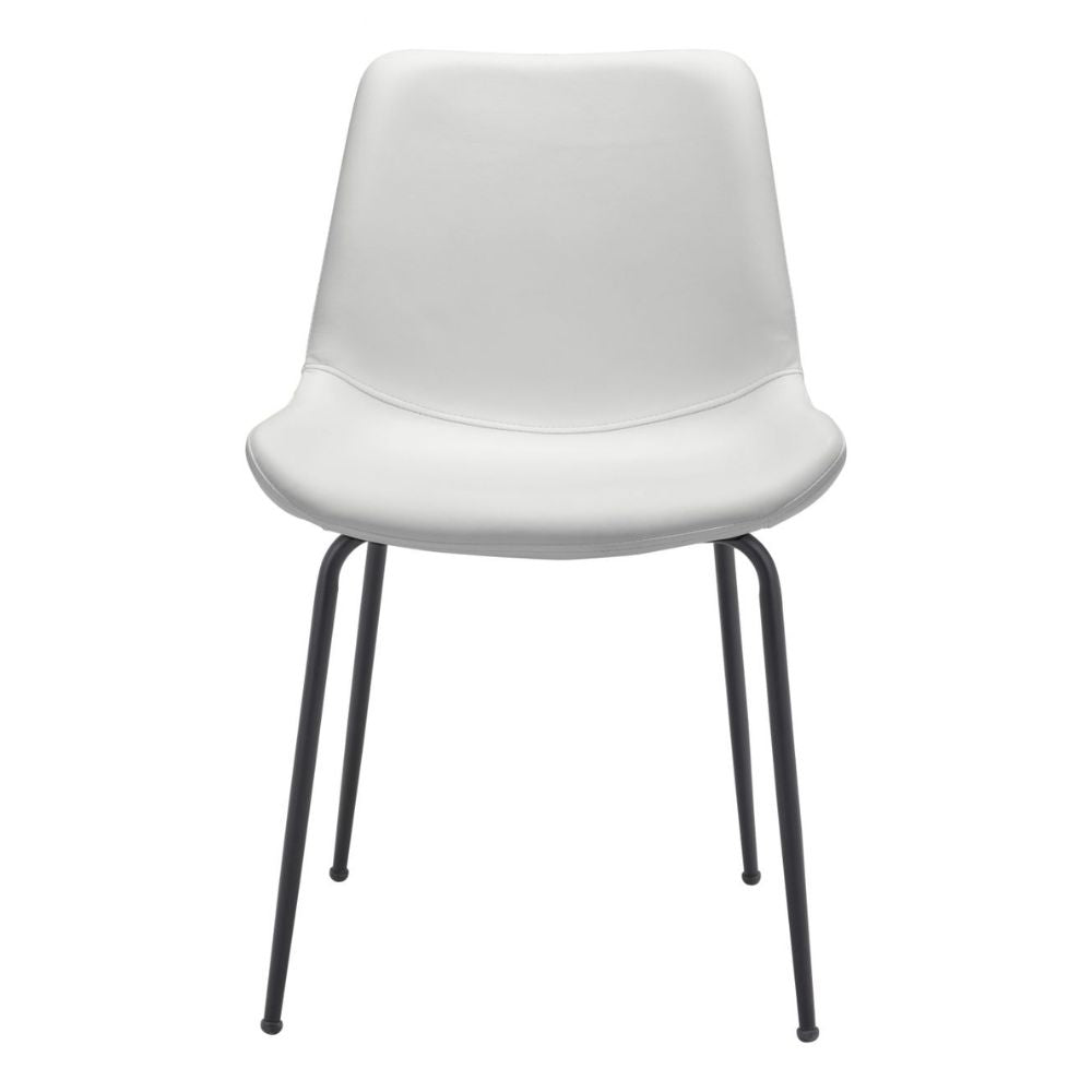 CHAIR BYRON ZUO 101779 | Dining Chair | White Black | 100%Polyurethane | Faux Leathert | Inside | Bar Restaurant Cafetería Food Court Bar Breakfast Kitchen Bistro Office Space