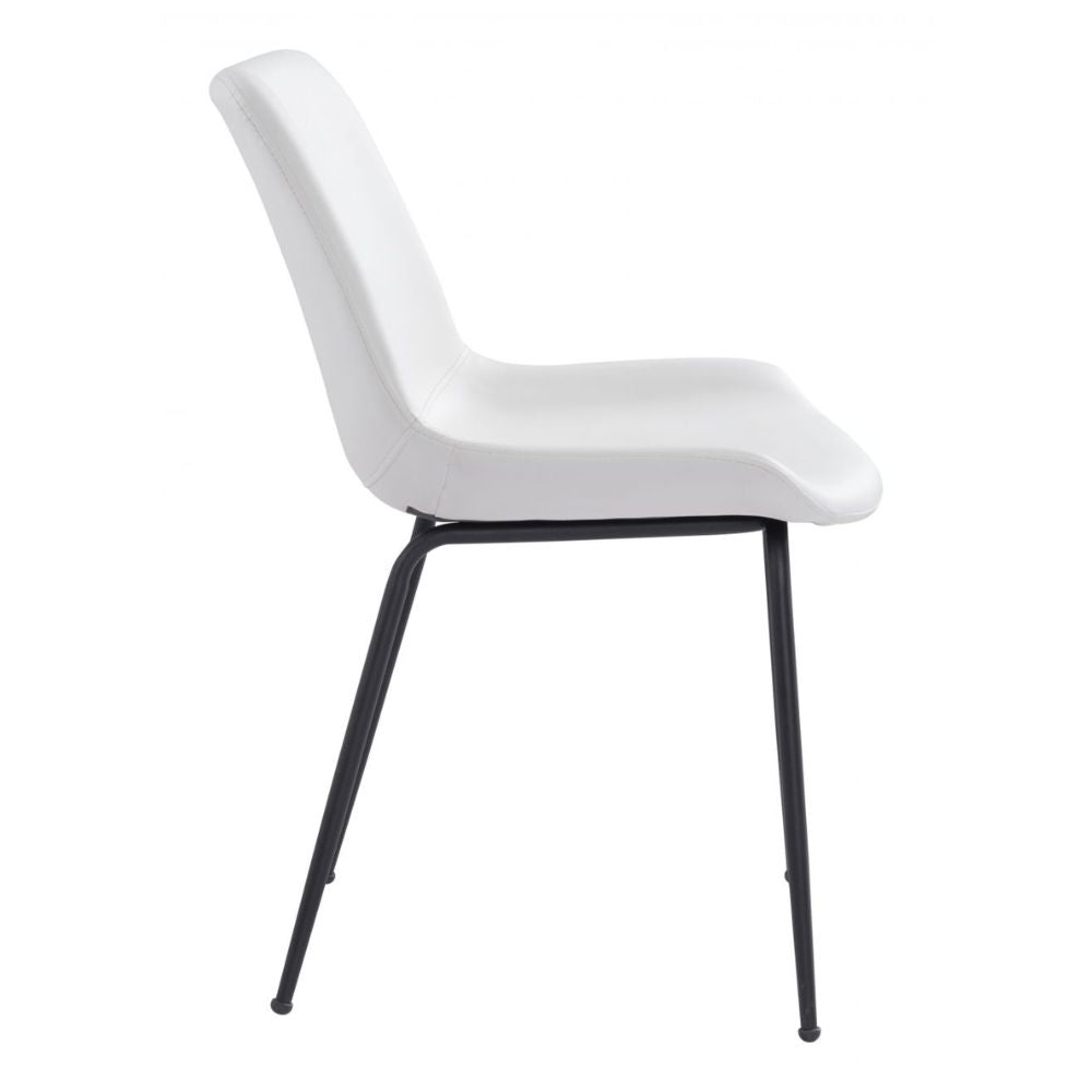 CHAIR BYRON ZUO 101779 | Dining Chair | White Black | 100%Polyurethane | Faux Leathert | Inside | Bar Restaurant Cafetería Food Court Bar Breakfast Kitchen Bistro Office Space