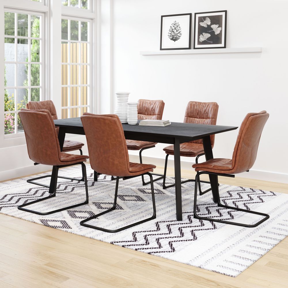 CHAIR SHARON 101955 | Dining Chair | Brown Black | 100%Polyurethane | Faux Leather | Inside | Bar Restaurant Cafetería Food Court Bar Breakfast Kitchen Bistro Office Space Set