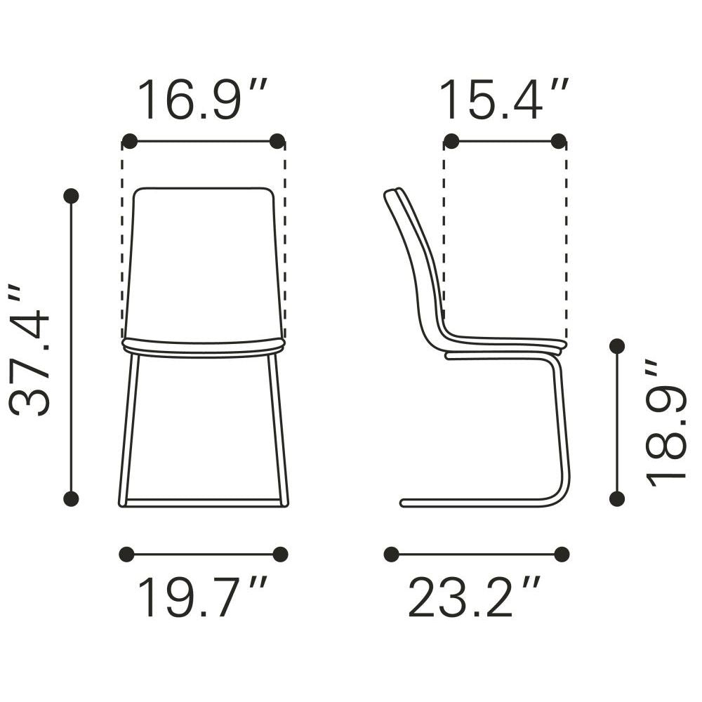 CHAIR SHARON ZUO 101954 | Dining Chair | Black | 100%Polyurethane | Faux Leather | Inside | Bar Restaurant Cafetería Food Court Bar Breakfast Kitchen Bistro Office Space