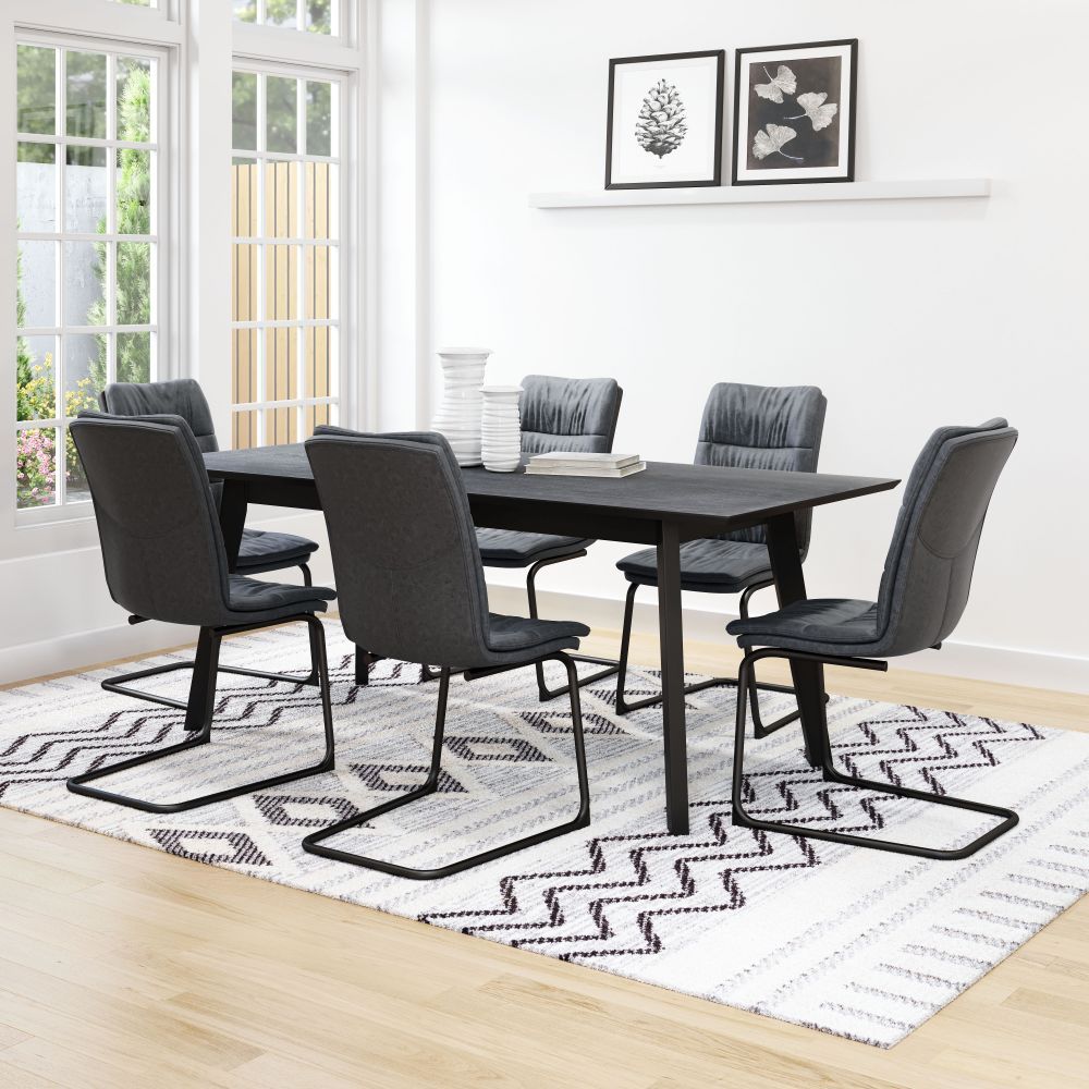 CHAIR SHARON ZUO 101954 | Dining Chair | Black | 100%Polyurethane | Faux Leather | Inside | Bar Restaurant Cafetería Food Court Bar Breakfast Kitchen Bistro Office Space Set