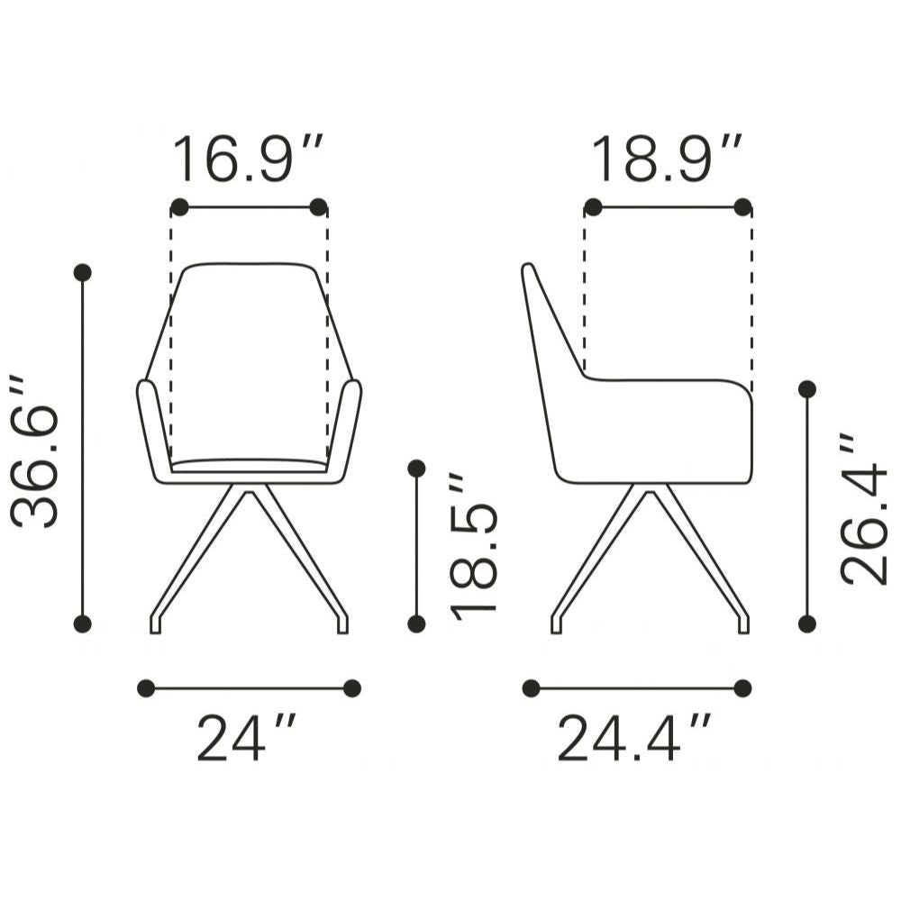 CHAIR WATKINS ZUO 101964 | Dining Chair | Gray Black | 100%Polyester | Fabric | Inside | Bar Restaurant Cafetería Food Court Bar Breakfast Kitchen Bistro Office Space