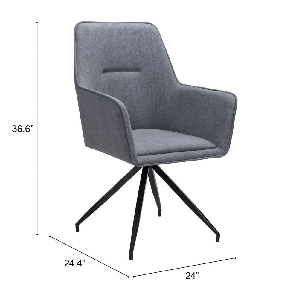 CHAIR WATKINS ZUO 101964 | Dining Chair | Gray Black | 100%Polyester | Fabric | Inside | Bar Restaurant Cafetería Food Court Bar Breakfast Kitchen Bistro Office Space