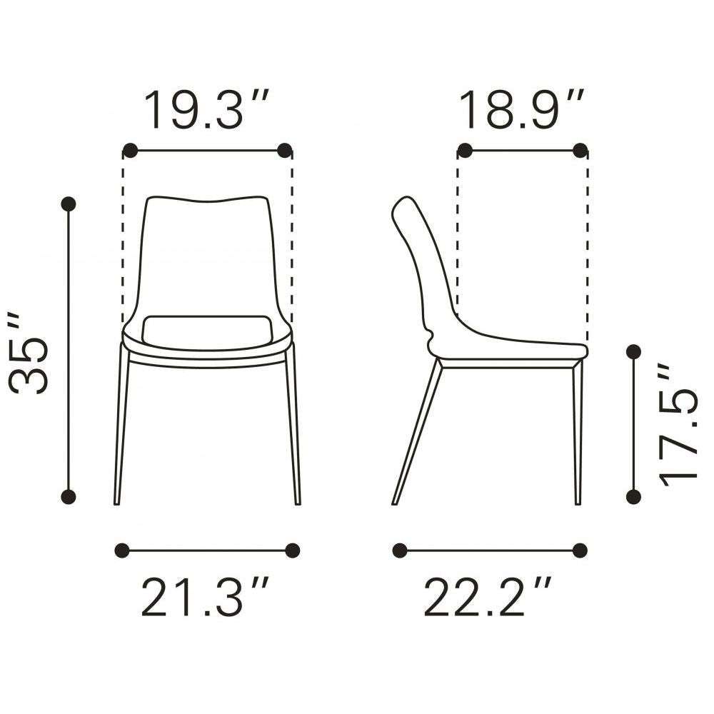 CHAIR ZUO ACE 101280 | Dining Chair | Silver | Black | 100% Polyurethane | Faux Leather | Inside | Use Interior Department Room Department Accommodation Studio Decoration Interiors Home Habitacion Dinner Room