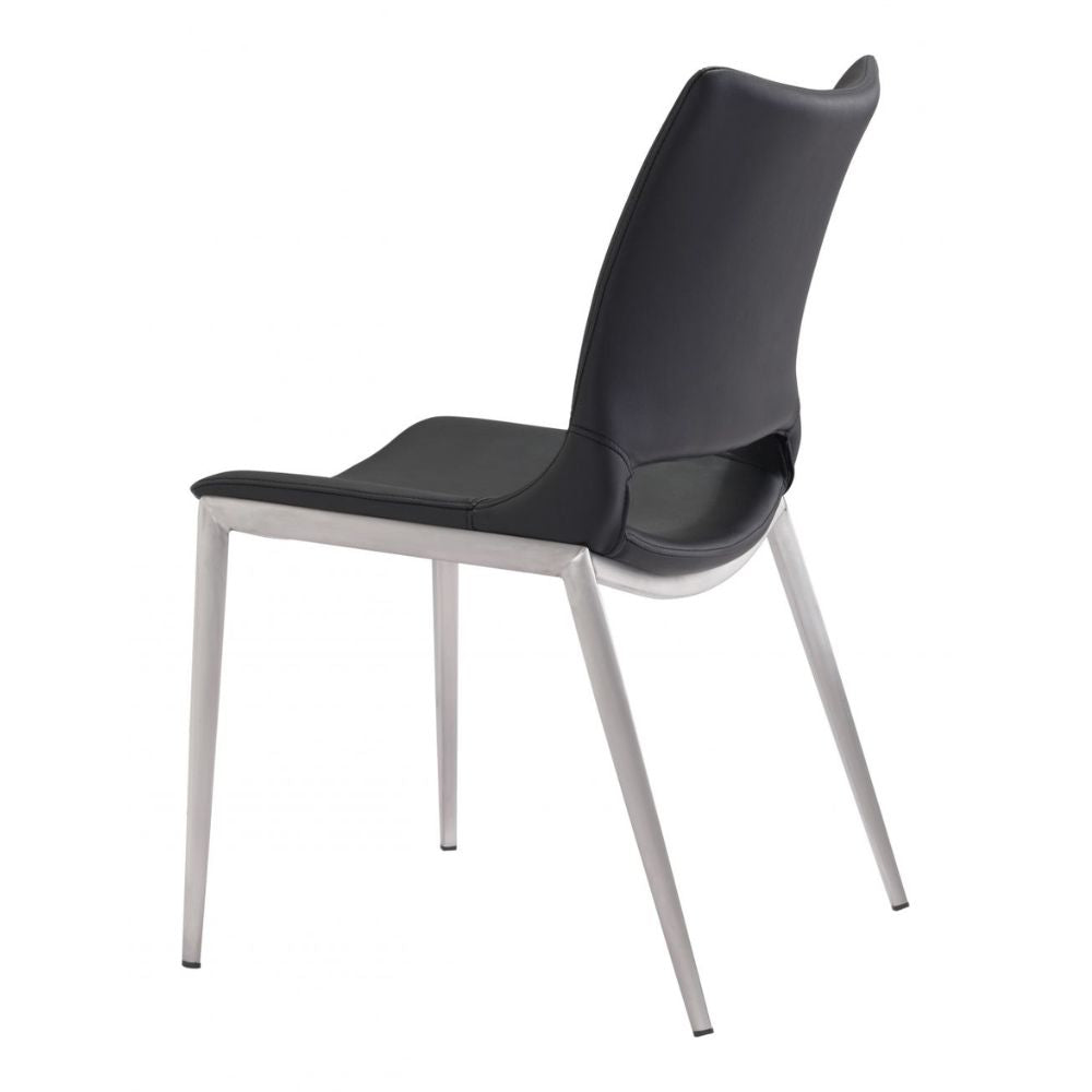 CHAIR ZUO ACE 101280 | Dining Chair | Silver | Black | 100% Polyurethane | Faux Leather | Inside | Use Interior Department Room Department Accommodation Studio Decoration Interiors Home Habitacion Dinner Room