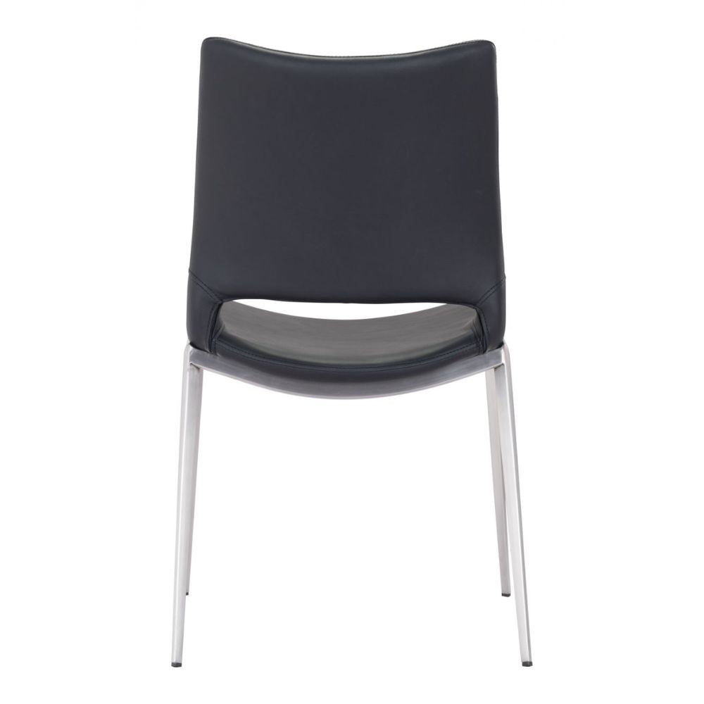 CHAIR ZUO ACE 101280 | Dining Chair | Silver | Black | 100% Polyurethane | Faux Leather | Inside | Use Interior Department Room Department Accommodation Studio Decoration Interiors Home Habitacion Dinner Room