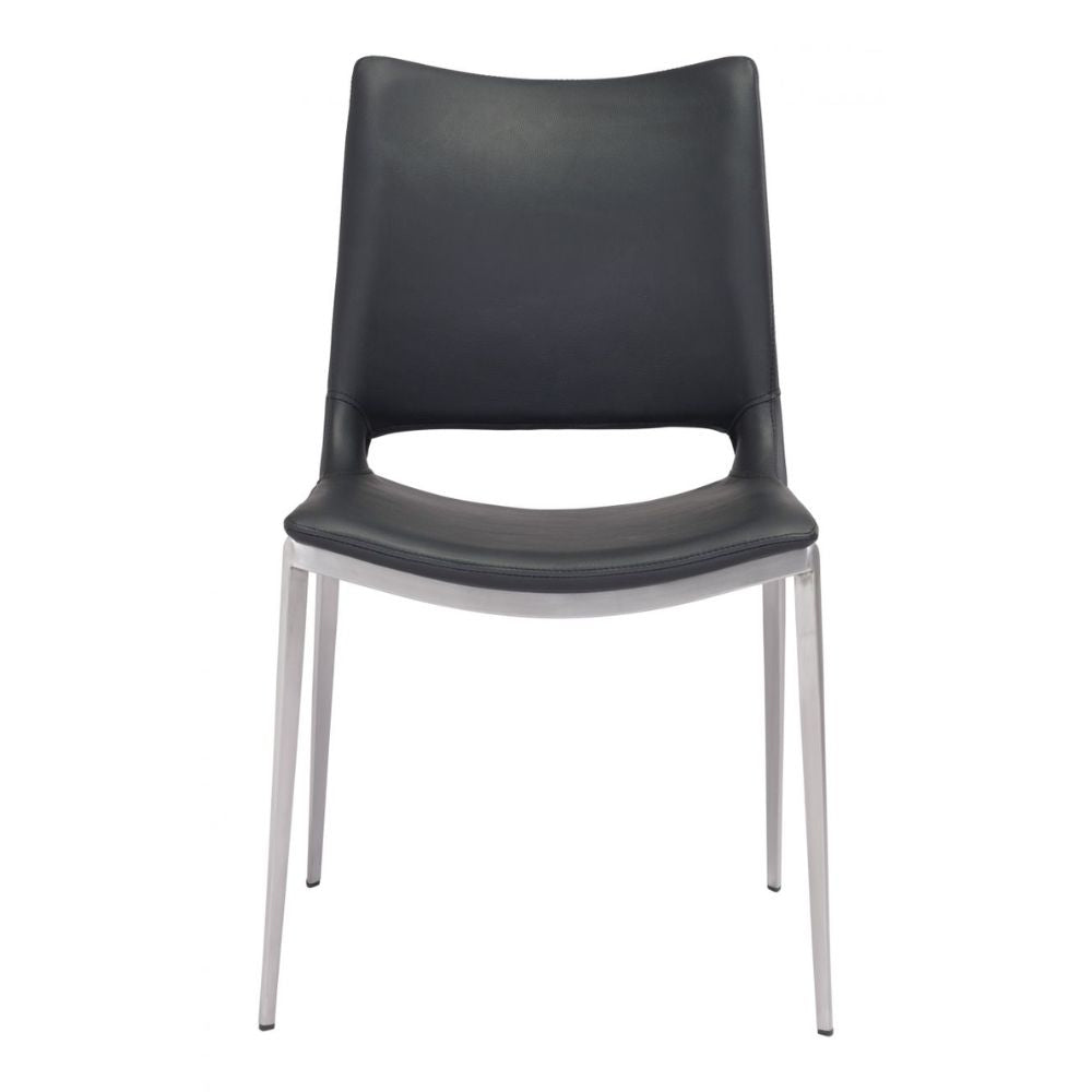 CHAIR ZUO ACE 101280 | Dining Chair | Silver | Black | 100% Polyurethane | Faux Leather | Inside | Use Interior Department Room Department Accommodation Studio Decoration Interiors Home Habitacion Dinner Room