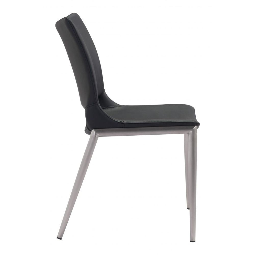 CHAIR ZUO ACE 101280 | Dining Chair | Silver | Black | 100% Polyurethane | Faux Leather | Inside | Use Interior Department Room Department Accommodation Studio Decoration Interiors Home Habitacion Dinner Room