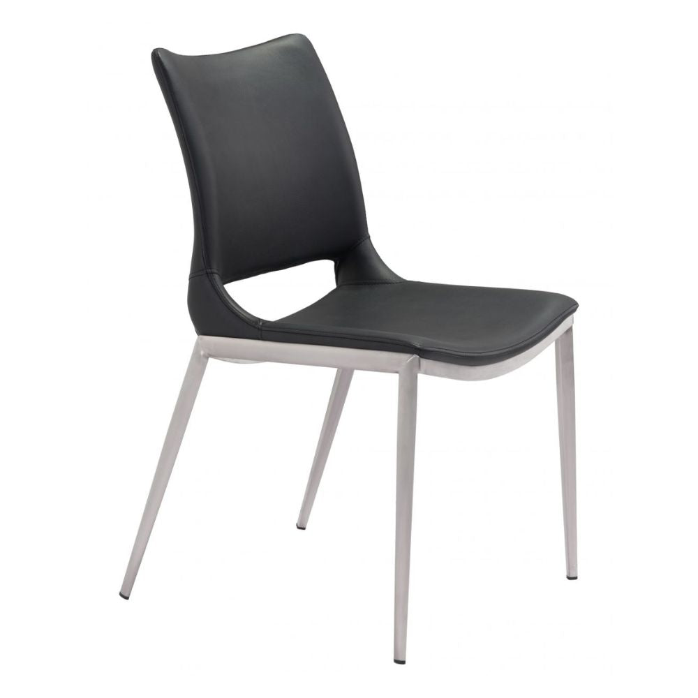 CHAIR ZUO ACE 101280 | Dining Chair | Silver | Black | 100% Polyurethane | Faux Leather | Inside | Use Interior Department Room Department Accommodation Studio Decoration Interiors Home Habitacion Dinner Room