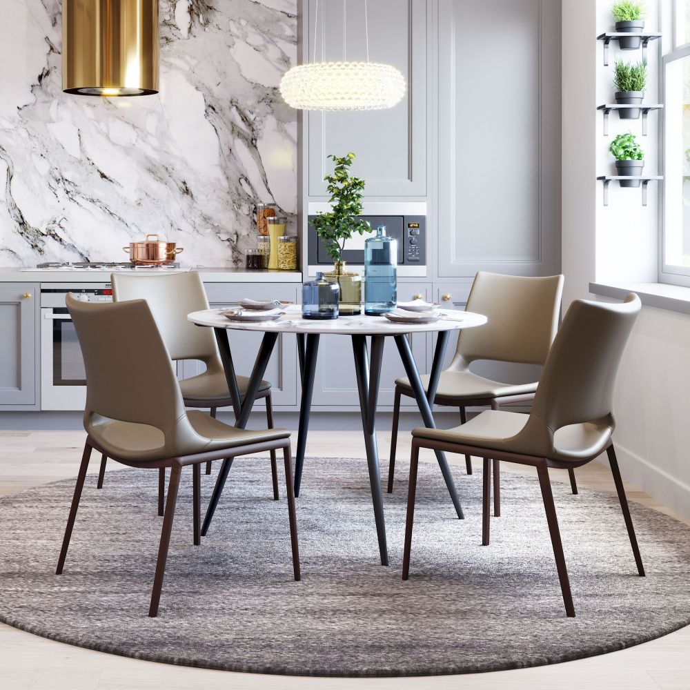 CHAIR ZUO ACE 101282 | Dining Chair | Brown | Walnut | 100% Polyurethane | Faux Leather | Inside | Use Interior Department Room Department Accommodation Studio Decoration Interiors Home Habitacion Dinner Room Set