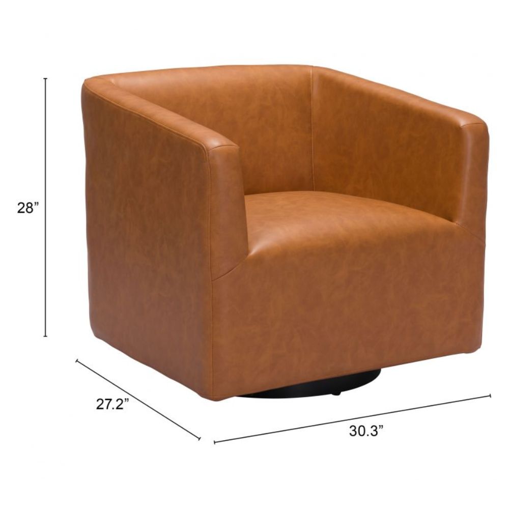 CHAIR ZUO BROOKS 102049 | Accent Chair | Brown Black | 100% Polyurethane | Faux Leather | Interior | Armchair Sofa Recliner Armchair Divan Upholstered Seat Living Room Home Home Waiting Room Office Living Room