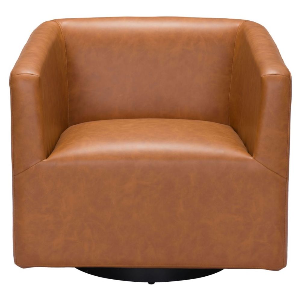 CHAIR ZUO BROOKS 102049 | Accent Chair | Brown Black | 100% Polyurethane | Faux Leather | Interior | Armchair Sofa Recliner Armchair Divan Upholstered Seat Living Room Home Home Waiting Room Office Living Room