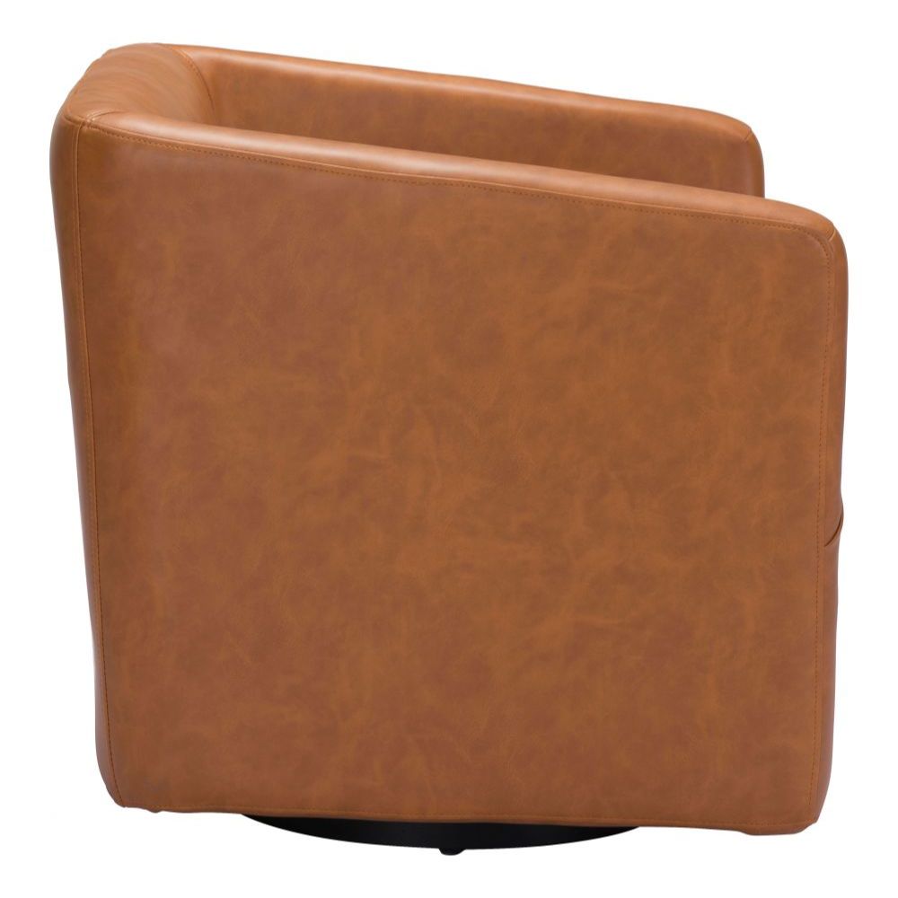 CHAIR ZUO BROOKS 102049 | Accent Chair | Brown Black | 100% Polyurethane | Faux Leather | Interior | Armchair Sofa Recliner Armchair Divan Upholstered Seat Living Room Home Home Waiting Room Office Living Room