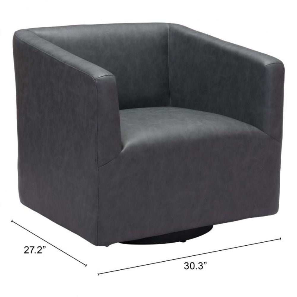 CHAIR ZUO BROOKS 102052 | Accent Chair | Gray Black | 100% Polyurethane | Faux Leather | Interior | Armchair Sofa Recliner Armchair Divan Upholstered Seat Living Room Home Home Waiting Room Office Living Room