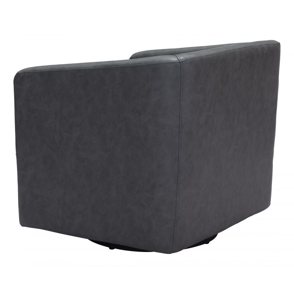 CHAIR ZUO BROOKS 102052 | Accent Chair | Gray Black | 100% Polyurethane | Faux Leather | Interior | Armchair Sofa Recliner Armchair Divan Upholstered Seat Living Room Home Home Waiting Room Office Living Room