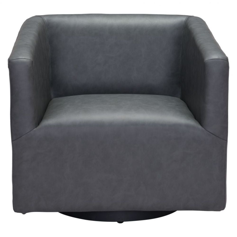 CHAIR ZUO BROOKS 102052 | Accent Chair | Gray Black | 100% Polyurethane | Faux Leather | Interior | Armchair Sofa Recliner Armchair Divan Upholstered Seat Living Room Home Home Waiting Room Office Living Room