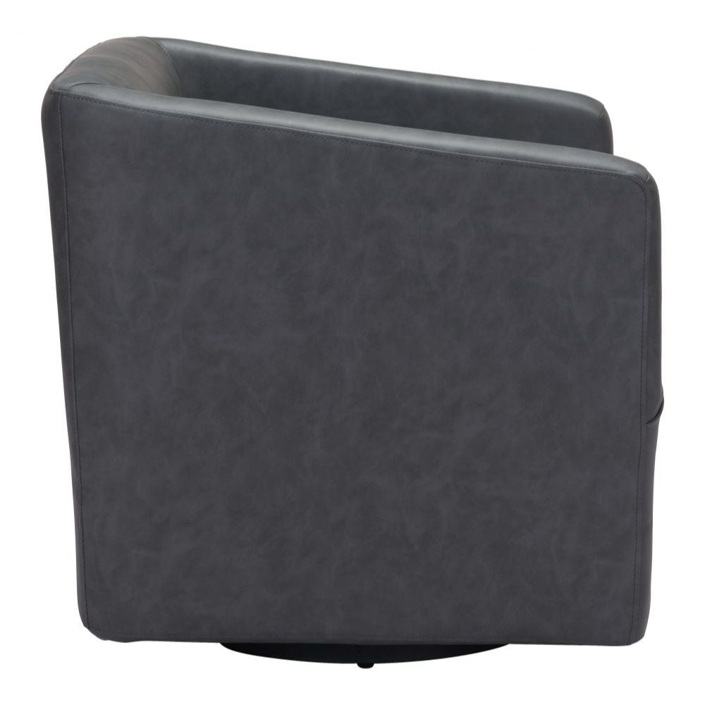 CHAIR ZUO BROOKS 102052 | Accent Chair | Gray Black | 100% Polyurethane | Faux Leather | Interior | Armchair Sofa Recliner Armchair Divan Upholstered Seat Living Room Home Home Waiting Room Office Living Room Set