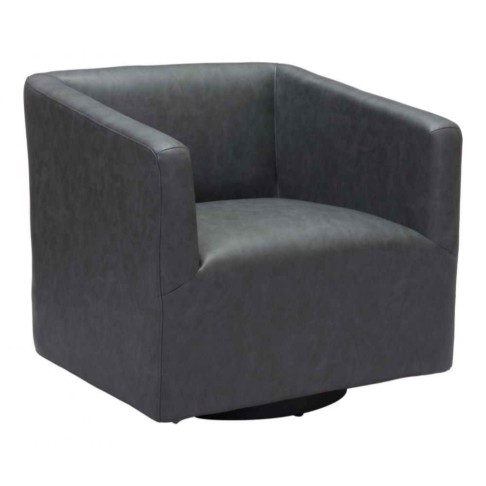 CHAIR ZUO BROOKS 102052 | Accent Chair | Gray Black | 100% Polyurethane | Faux Leather | Interior | Armchair Sofa Recliner Armchair Divan Upholstered Seat Living Room Home Home Waiting Room Office Living Room