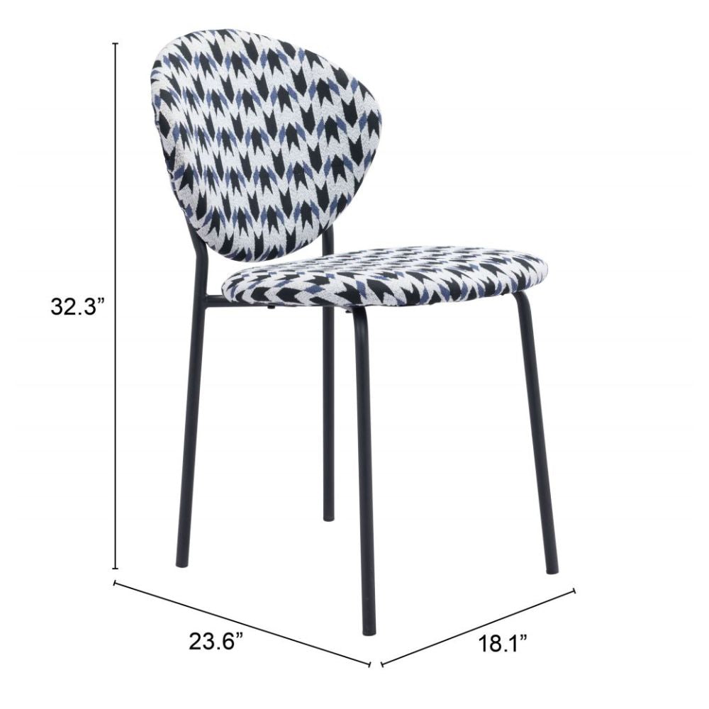 CHAIR ZUO CLYDE 101518 | Dining Chair | Multicolor Black | 100% Polyester | Printed Fabric | Inside | Use Interior Department Room Department Accommodation Studio Decoration Interiors Home Habitacion Dinner Room