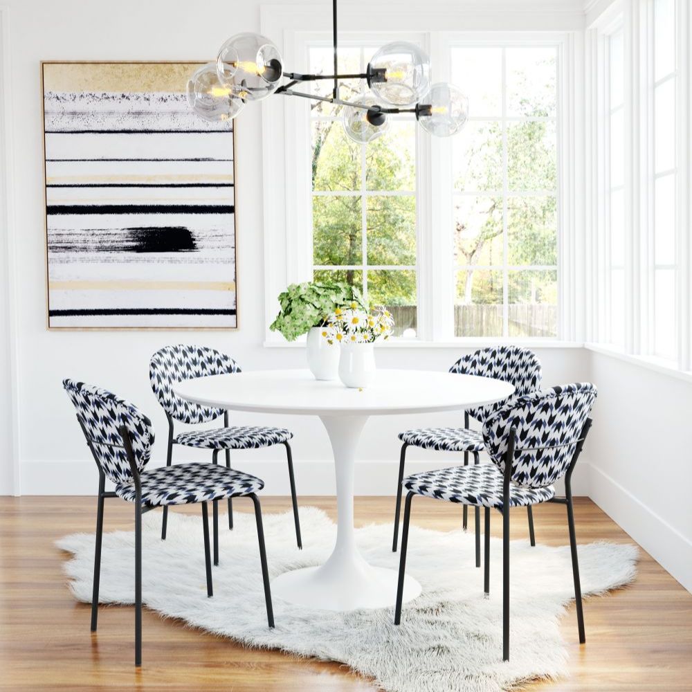 CHAIR ZUO CLYDE 101518 | Dining Chair | Multicolor Black | 100% Polyester | Printed Fabric | Inside | Use Interior Department Room Department Accommodation Studio Decoration Interiors Home Habitacion Dinner Room Set