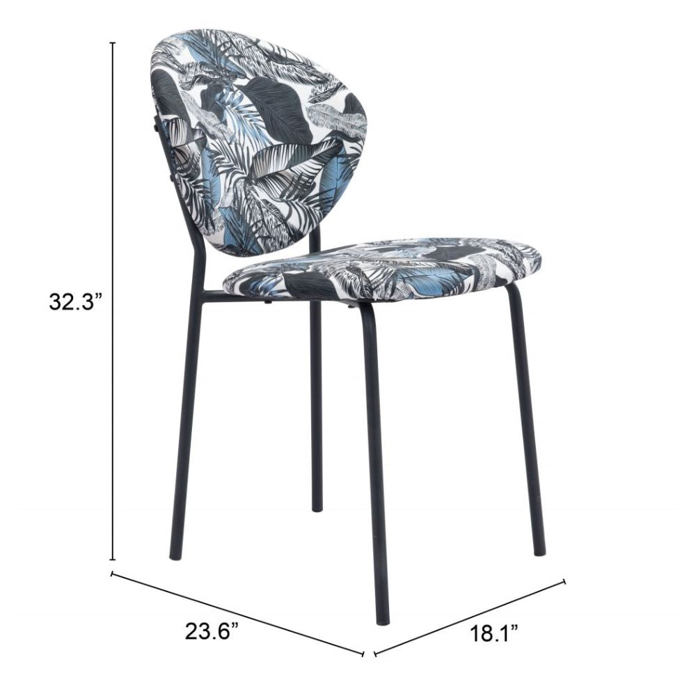 CHAIR ZUO CLYDE 101522 | Dining Chair | Leaf Print Black | 100% Polyester | Printed Fabric | Inside | Use Interior Department Room Department Accommodation Studio Decoration Interiors Home Habitacion Dinner Room