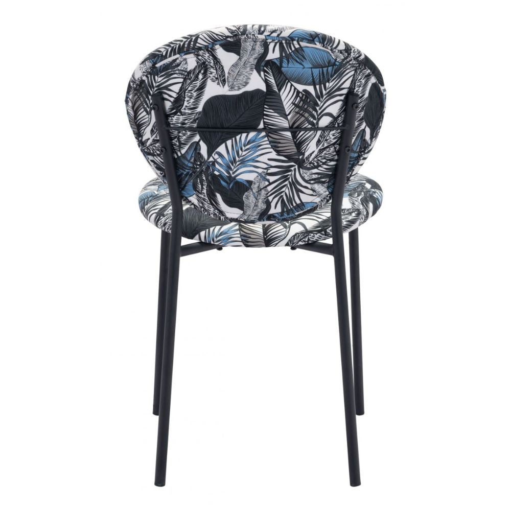 CHAIR ZUO CLYDE 101522 | Dining Chair | Leaf Print Black | 100% Polyester | Printed Fabric | Inside | Use Interior Department Room Department Accommodation Studio Decoration Interiors Home Habitacion Dinner Room