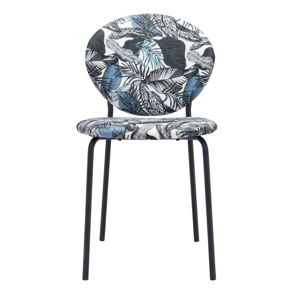 CHAIR ZUO CLYDE 101522 | Dining Chair | Leaf Print Black | 100% Polyester | Printed Fabric | Inside | Use Interior Department Room Department Accommodation Studio Decoration Interiors Home Habitacion Dinner Room