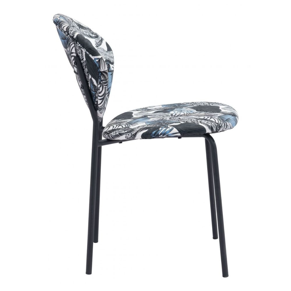 CHAIR ZUO CLYDE 101522 | Dining Chair | Leaf Print Black | 100% Polyester | Printed Fabric | Inside | Use Interior Department Room Department Accommodation Studio Decoration Interiors Home Habitacion Dinner Room