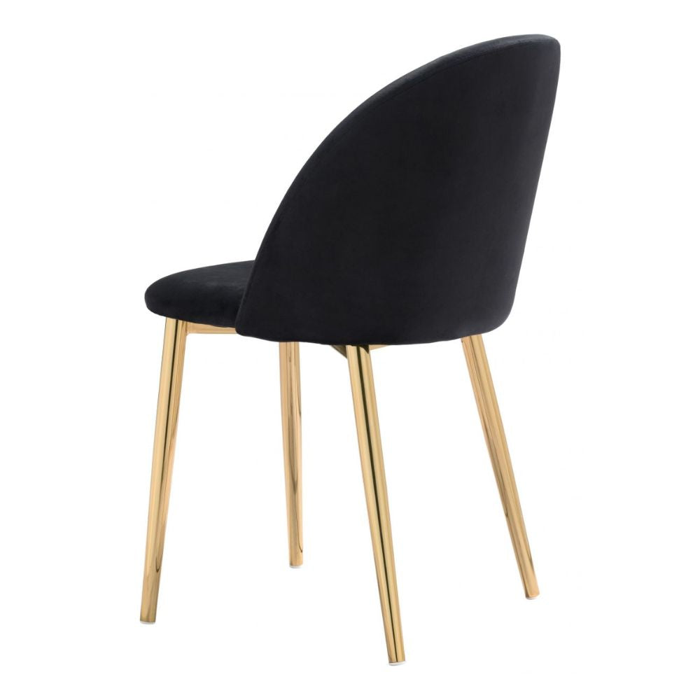 CHAIR ZUO COZY 101556 | Dining Chair | Black | Gold | 100% Polyester | Fabric | Velvet | Inside | Use Interior Department Room Department Accommodation Studio Decoration Interiors Home Habitacion Dinner Room