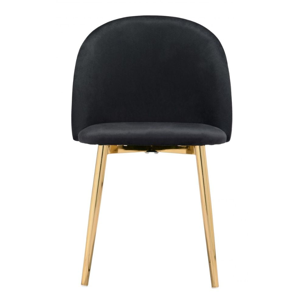 CHAIR ZUO COZY 101556 | Dining Chair | Black | Gold | 100% Polyester | Fabric | Velvet | Inside | Use Interior Department Room Department Accommodation Studio Decoration Interiors Home Habitacion Dinner Room