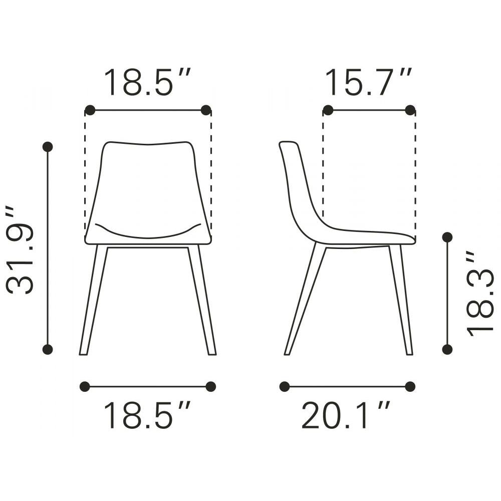CHAIR ZUO DANIEL 101947 | Dining Chair | Brown Black | 100%Polyurethane | Faux Leather | Inside | Bar Restaurant Cafetería Food Court Bar Breakfast Kitchen Bistro Office Space
