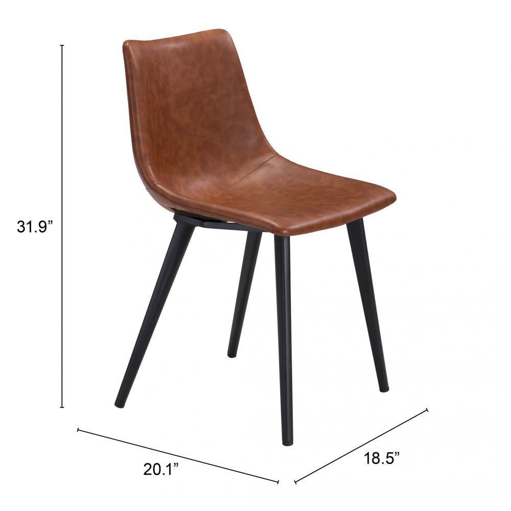 CHAIR ZUO DANIEL 101947 | Dining Chair | Brown Black | 100%Polyurethane | Faux Leather | Inside | Bar Restaurant Cafetería Food Court Bar Breakfast Kitchen Bistro Office Space