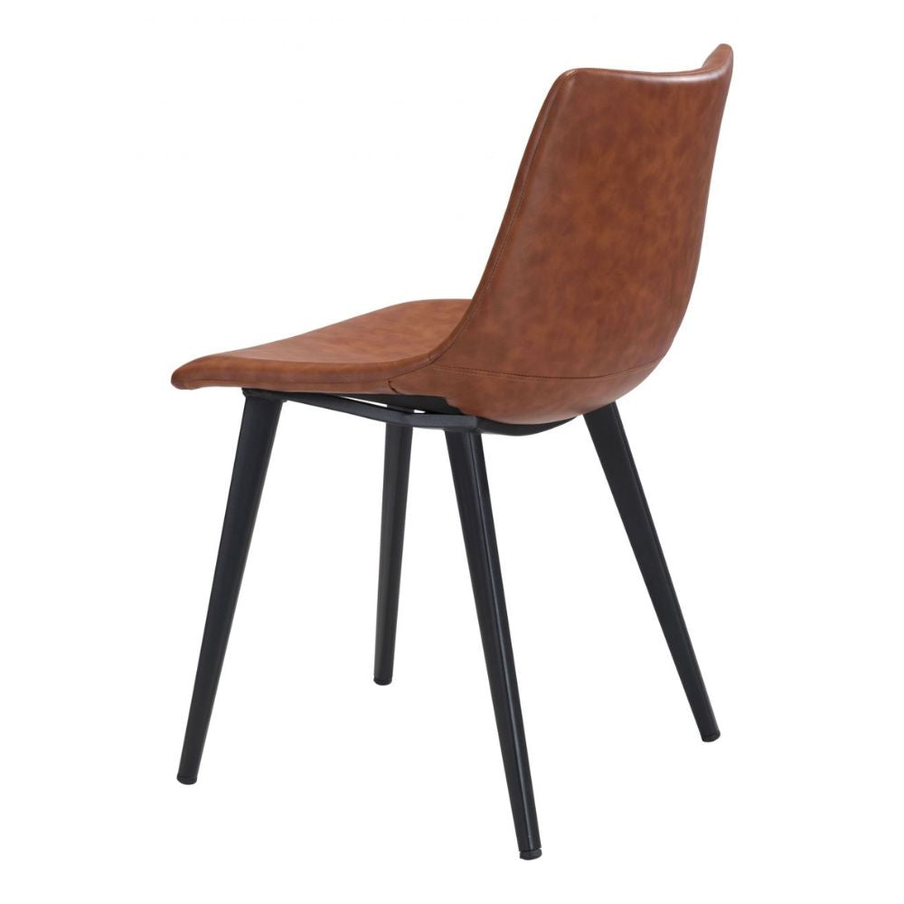 CHAIR ZUO DANIEL 101947 | Dining Chair | Brown Black | 100%Polyurethane | Faux Leather | Inside | Bar Restaurant Cafetería Food Court Bar Breakfast Kitchen Bistro Office Space