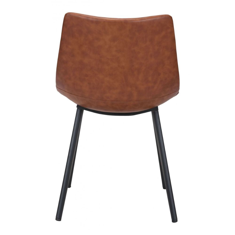 CHAIR ZUO DANIEL 101947 | Dining Chair | Brown Black | 100%Polyurethane | Faux Leather | Inside | Bar Restaurant Cafetería Food Court Bar Breakfast Kitchen Bistro Office Space