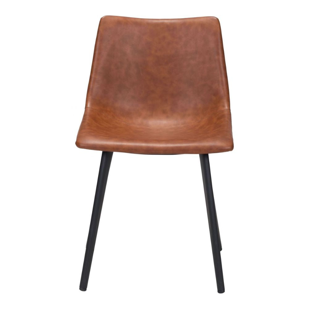 CHAIR ZUO DANIEL 101947 | Dining Chair | Brown Black | 100%Polyurethane | Faux Leather | Inside | Bar Restaurant Cafetería Food Court Bar Breakfast Kitchen Bistro Office Space