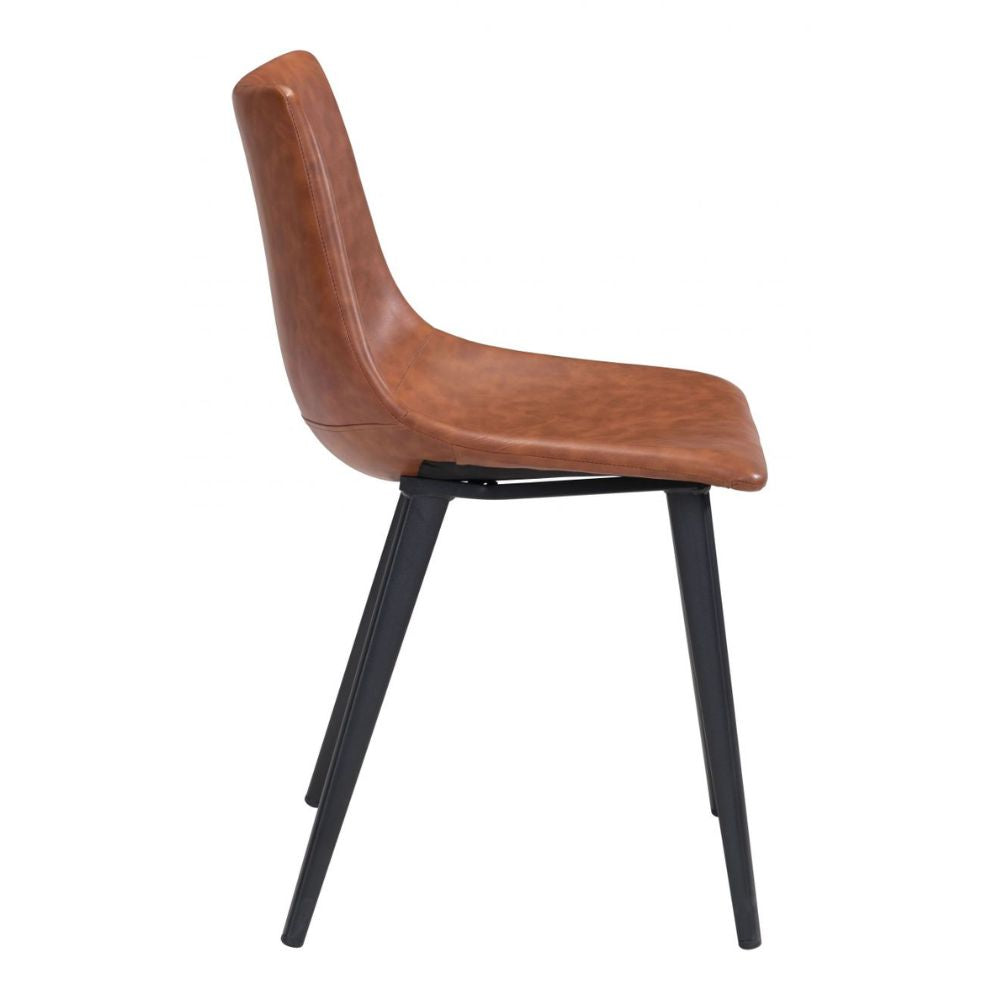 CHAIR ZUO DANIEL 101947 | Dining Chair | Brown Black | 100%Polyurethane | Faux Leather | Inside | Bar Restaurant Cafetería Food Court Bar Breakfast Kitchen Bistro Office Space