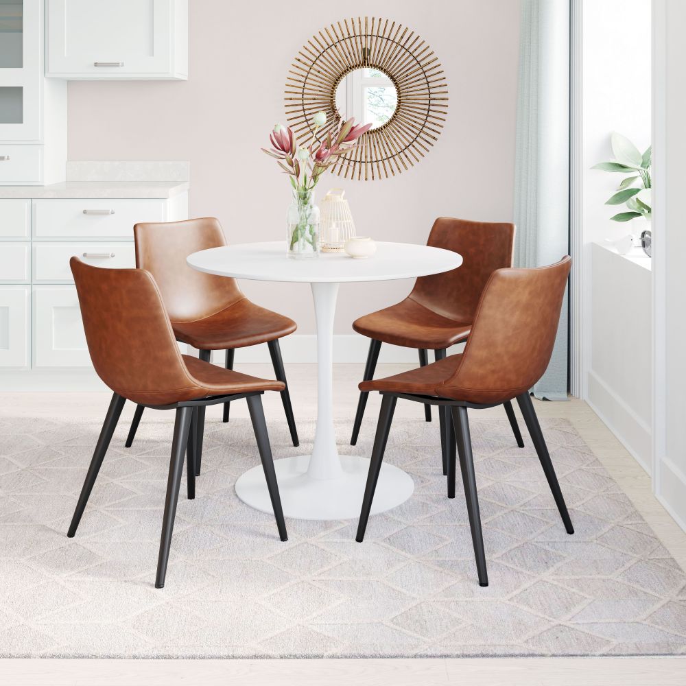 CHAIR ZUO DANIEL 101947 | Dining Chair | Brown Black | 100%Polyurethane | Faux Leather | Inside | Bar Restaurant Cafetería Food Court Bar Breakfast Kitchen Bistro Office Space Set