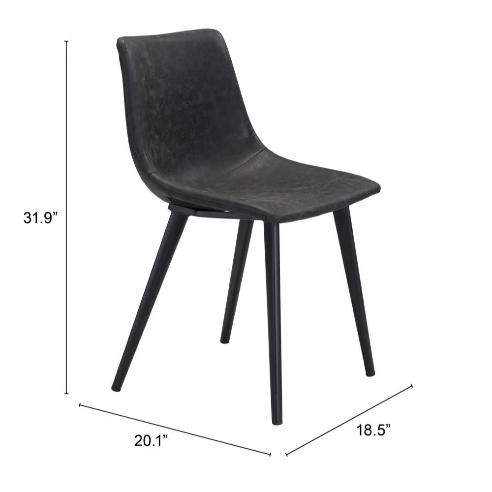 CHAIR ZUO DANIEL 101948 | Dining Chair | Black Black | 100%Polyurethane | Faux Leather | Inside | Bar Restaurant Cafetería Food Court Bar Breakfast Kitchen Bistro Office Space